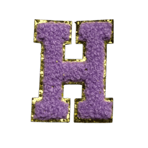 ワッペンシール イニシャル H もこもこ パープル アルファベット お名前ワッペン 入園入学 保育園 幼稚園 貼るだけ