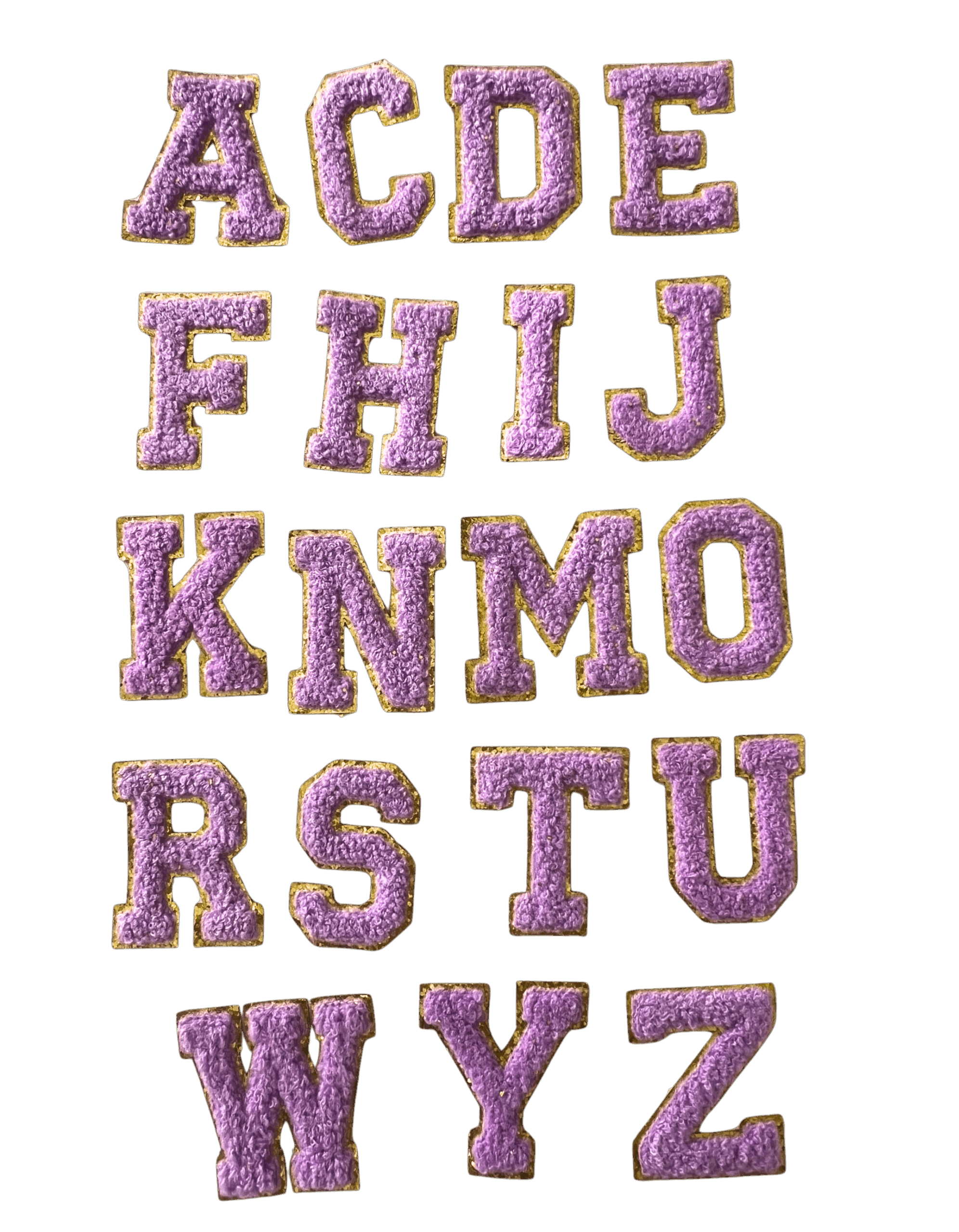 ワッペンシール イニシャル W もこもこ パープル アルファベット お名前ワッペン 入園入学 保育園 幼稚園 貼るだけ - 画像 (3)