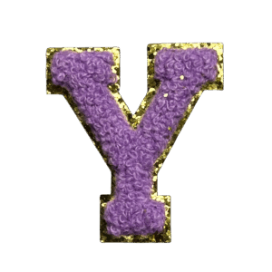 ワッペンシール イニシャル Y もこもこ パープル アルファベット お名前ワッペン 入園入学 保育園 幼稚園 貼るだけ