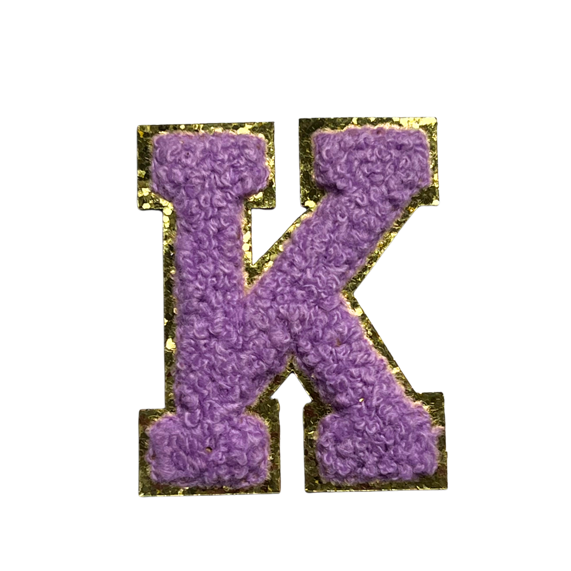 ワッペンシール イニシャル K もこもこ パープル アルファベット お名前ワッペン 入園入学 保育園 幼稚園 貼るだけ