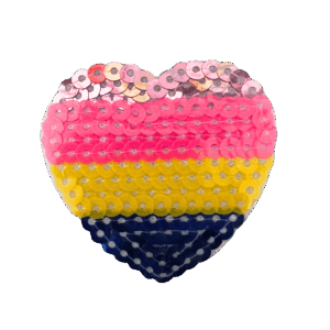 スパンコールハートワッペン（ストライプ）アイロン接着｜お名前ワッペン 入園入学 幼稚園 保育園 かわいい