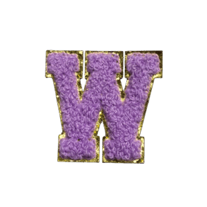 ワッペンシール イニシャル W もこもこ パープル アルファベット お名前ワッペン 入園入学 保育園 幼稚園 貼るだけ