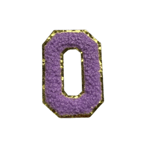 ワッペンシール イニシャル O もこもこ パープル アルファベット お名前ワッペン 入園入学 保育園 幼稚園 貼るだけ