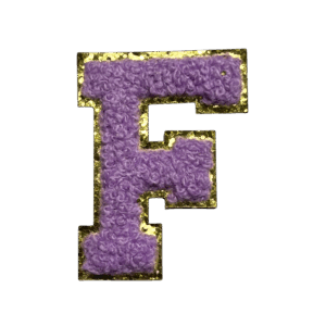 ワッペンシール イニシャル F もこもこ パープル アルファベット お名前ワッペン 入園入学 保育園 幼稚園 貼るだけ