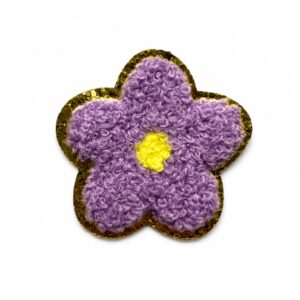 ワッペンシール お花 パープル 紫 もこもこ フラワー 入園入学 スモック レッスンバッグ デコ
