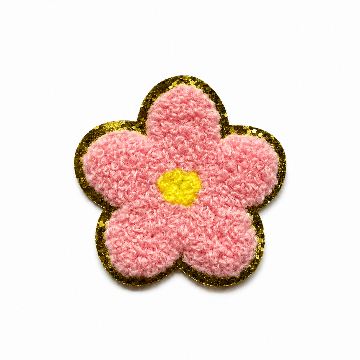 ワッペンシール お花 ピンク もこもこ フラワー 入園入学 スモック レッスンバッグ デコ